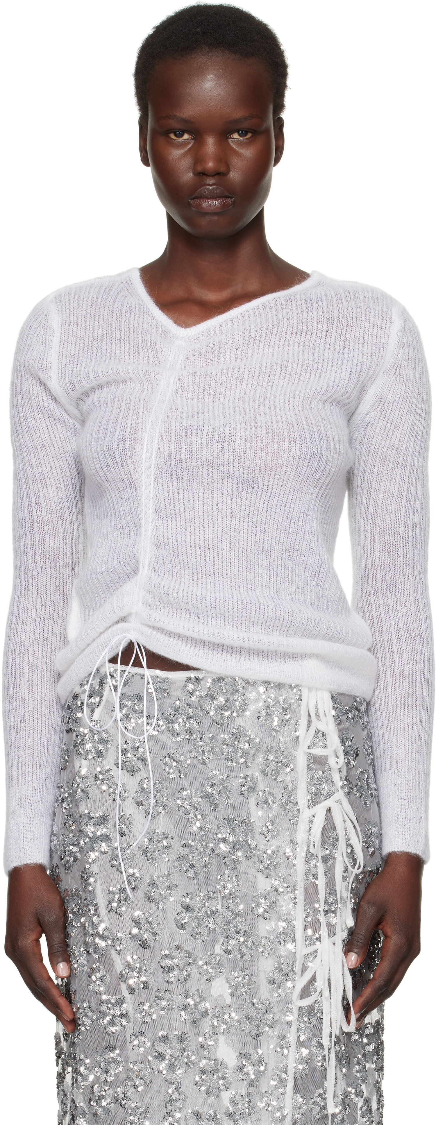 Sveter Cecilie Bahnsen Cecilie Bahnsen Ussi Knit Sweater Biela | 4.24KNI51004 USSI PULLOVER, 0