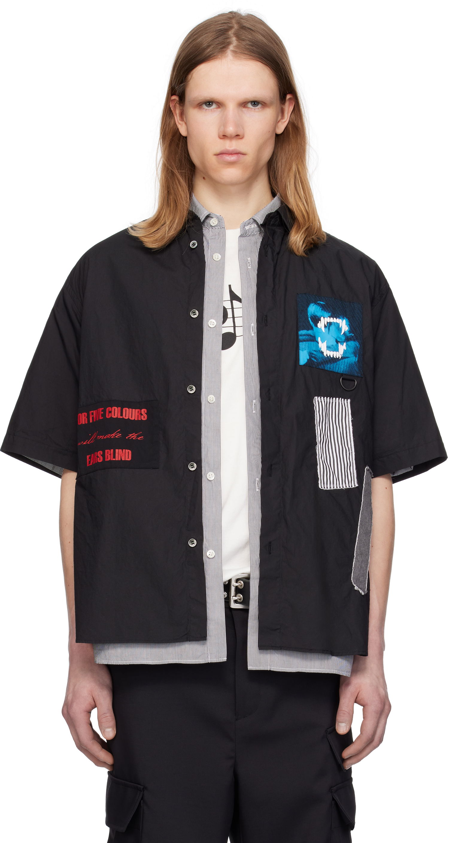 Košeľa UNDERCOVER UNDERCOVER Reconstructed Patchwork Shirt Čierna | UP1E4407-1, 0