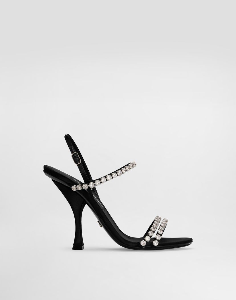 Tenisky a topánky Dolce & Gabbana Dolce & Gabbana Rhinestone Chain Heeled Sandals Čierna | CR1925AT3998S488