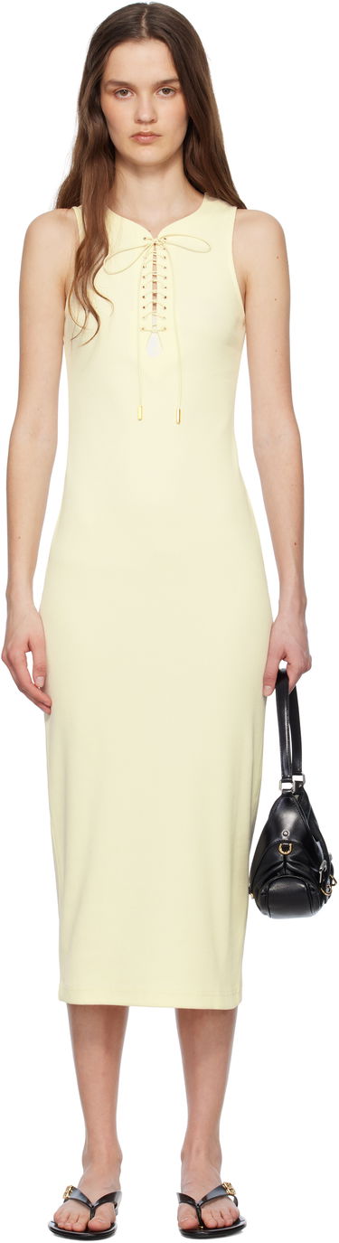 Šaty Givenchy Givenchy Lace Up Rib Knit Midi Tank Dress Žltá | BW22CK311T101, 0