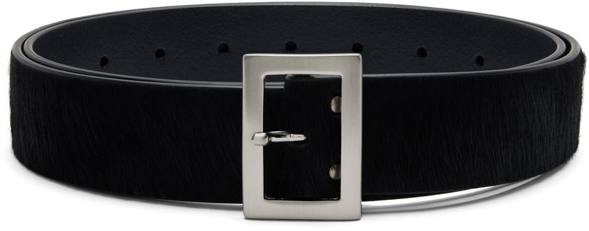 Opasok Rick Owens Calf Hair Square Buckle Belt Concordians Stooges Čierna | RR02E1483 LHL