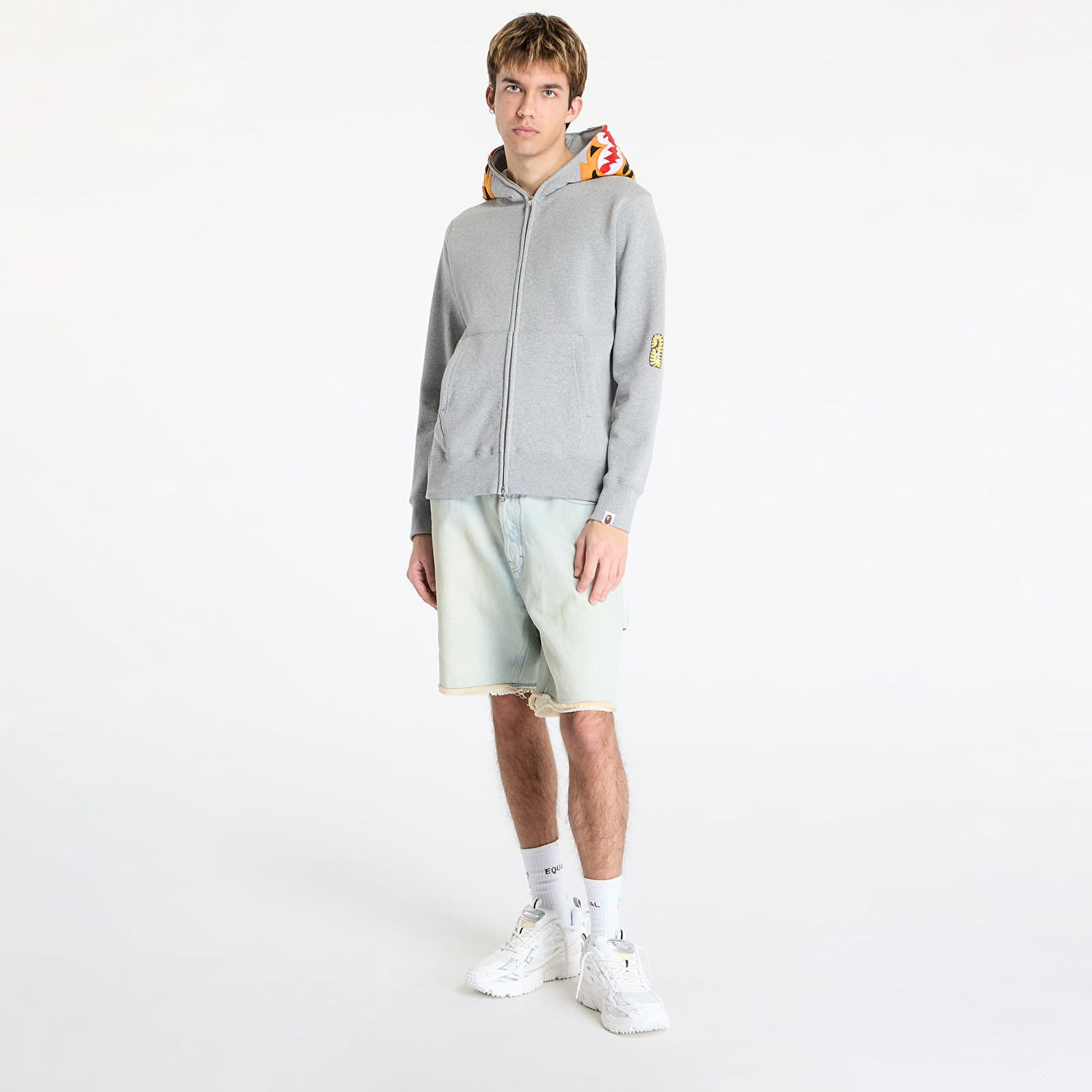 Mikina BAPE A BATHING APE Tiger Full Zip Hoodie Šedá | 001ZPL301006MGRA, 1