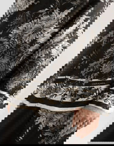 Košeľa Dolce & Gabbana Flower Bouquet-print Jacquard Twill Shirt Čierna | G5IF1THI12HHN5ST, 3