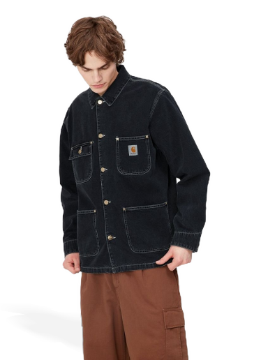 Kabáty Carhartt WIP OG Chore Coat "Black heavy stone wash" Čierna | I031896_89_60