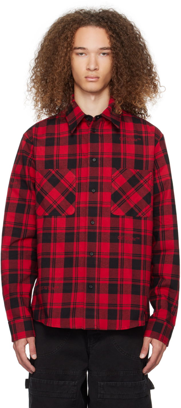 Košeľa Off-White Red Check Shirt Červená | OMGE030C99FAB0018500, 0