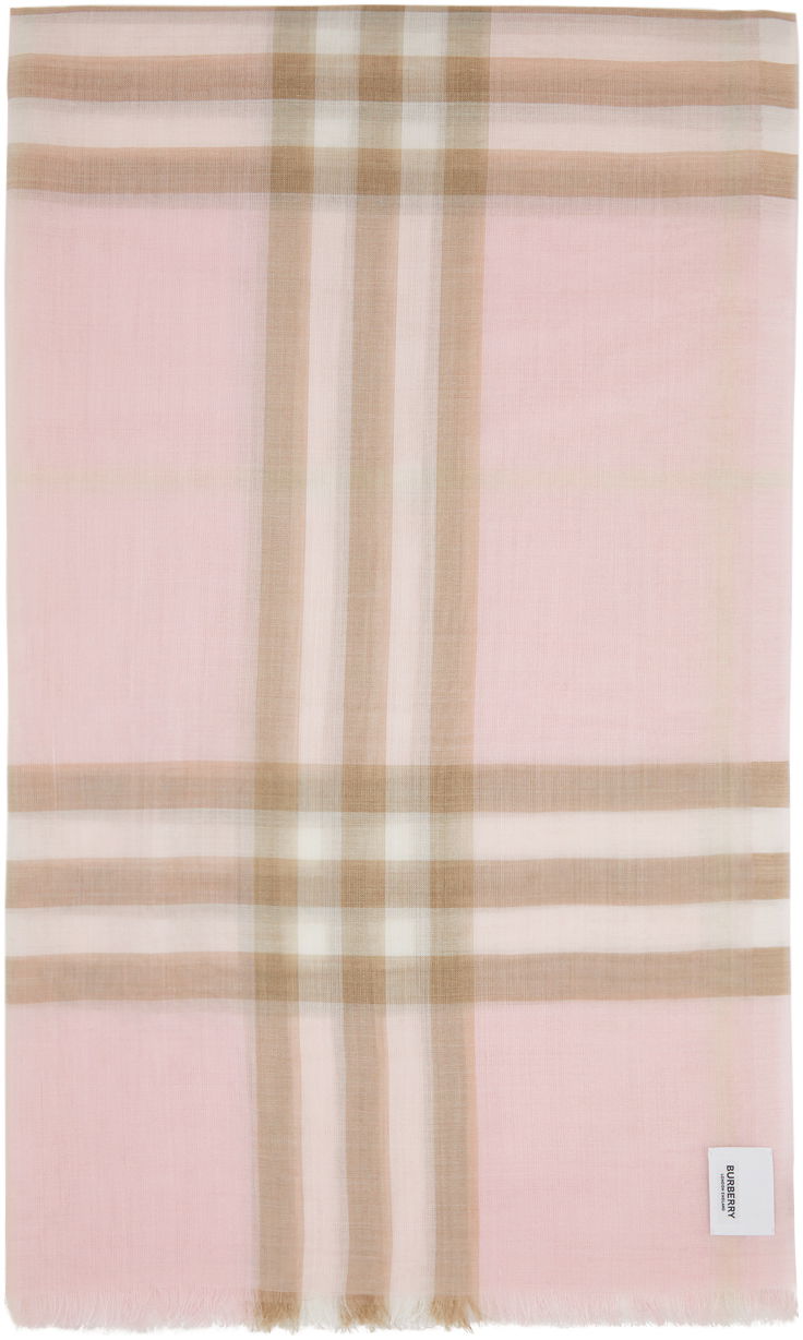 Gauze Giant Check Scarf Pink