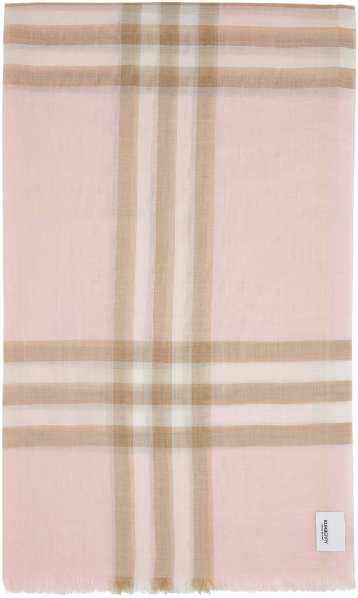 Šál Burberry Gauze Giant Check Scarf Pink Ružová | 8019462, 0