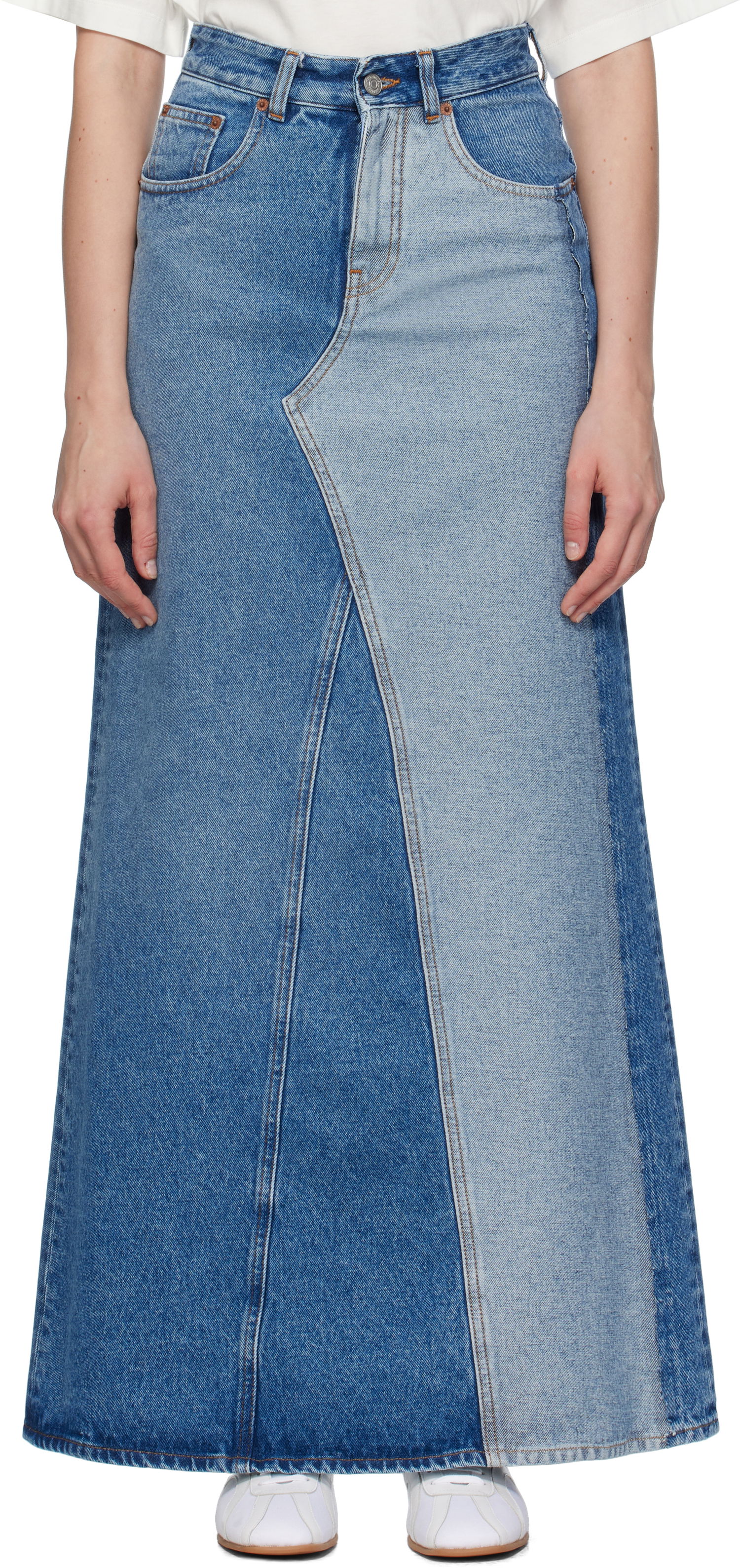 Sukňa Maison Margiela MM6 Maison Margiela Faded Denim Maxi Skirt Modrá | S52MI0025 M30018, 0