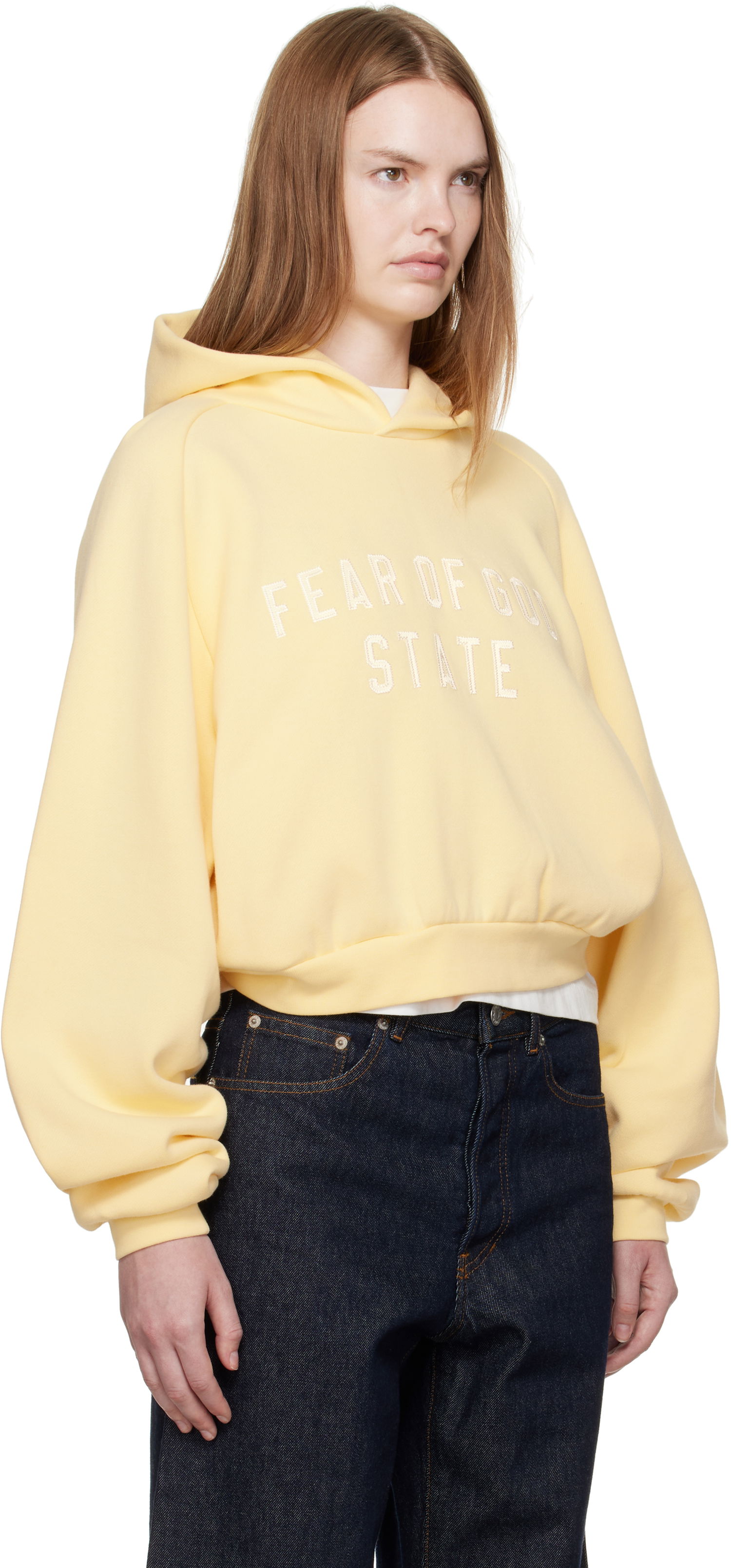 Mikina Fear of God Fear of God ESSENTIALS Cropped Fleece Raglan Hoodie Žltá | 192SP257828FW, 1