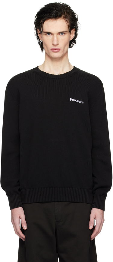 Sveter Palm Angels Logo Embroidered Sweater Čierna | PMHE027C99KNI0021003, 0