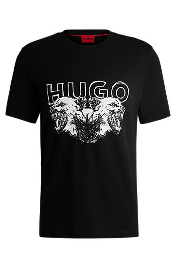 Tričko BOSS HUGO T-Shirt with Animal Graphic Čierna | 50538257