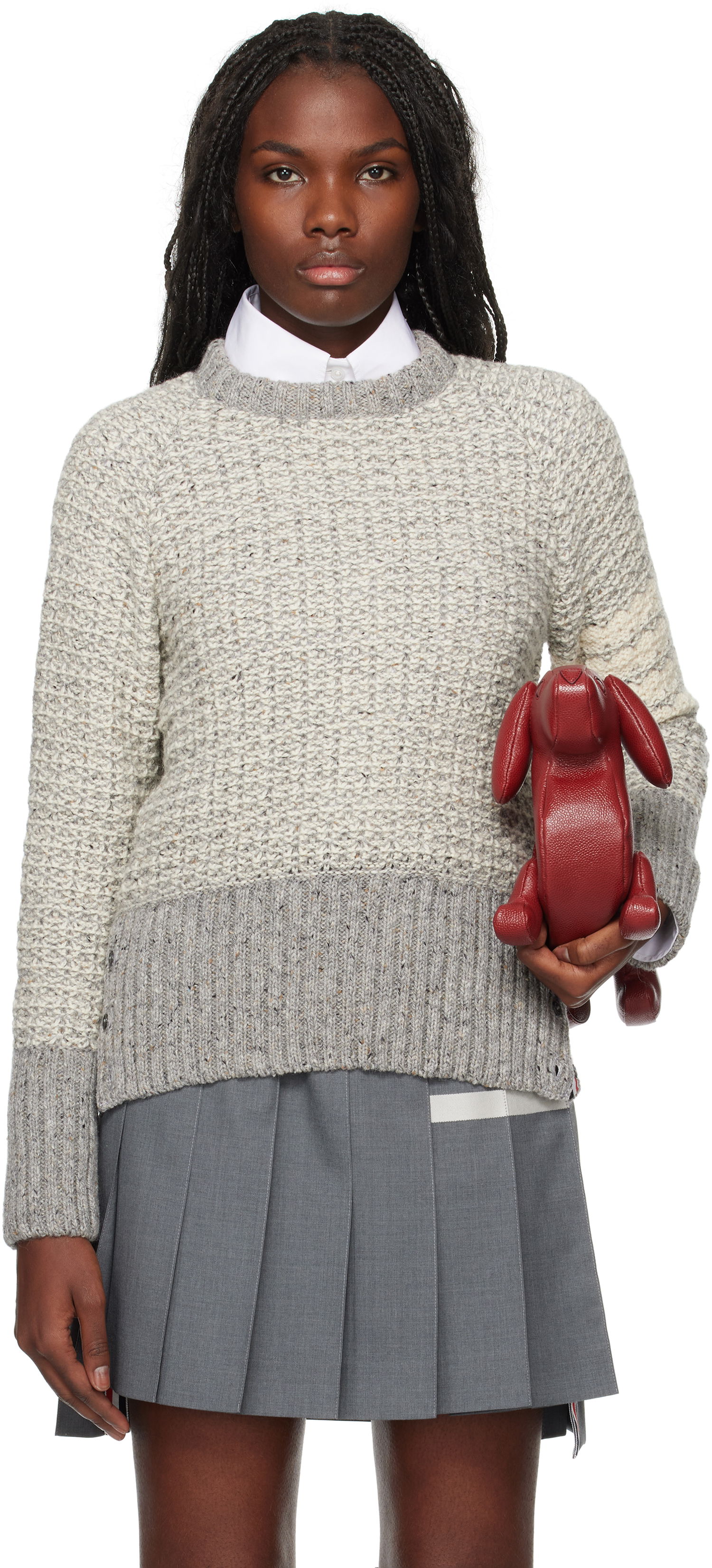 Sveter Thom Browne Tuck Stitch 4-Bar Stripe Sweater Šedá | FKA449A-Y1506, 0