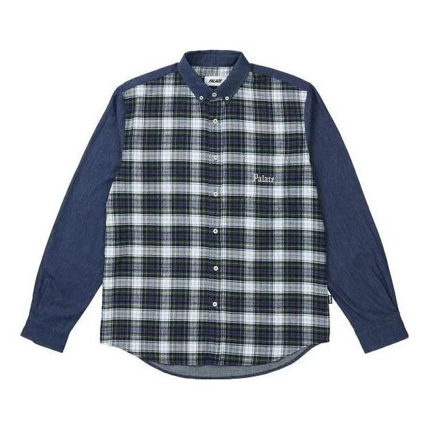Košeľa Palace Check Panel Chambray Shirt Modrá | PLC23005