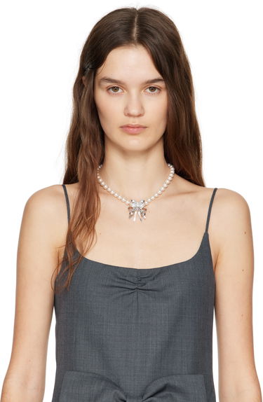 Náhrdelník SHUSHU/TONG YVMIN Edition Pearl Butterfly Flower Curly Hair Choker Biela | 24715SLV00NN, 1