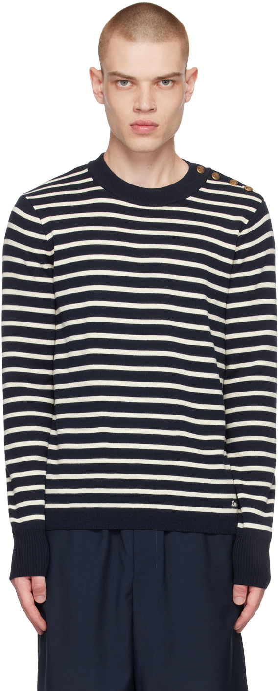 Sveter AMI Embroidered Sweater Navy | HKS102.KN0003, 0