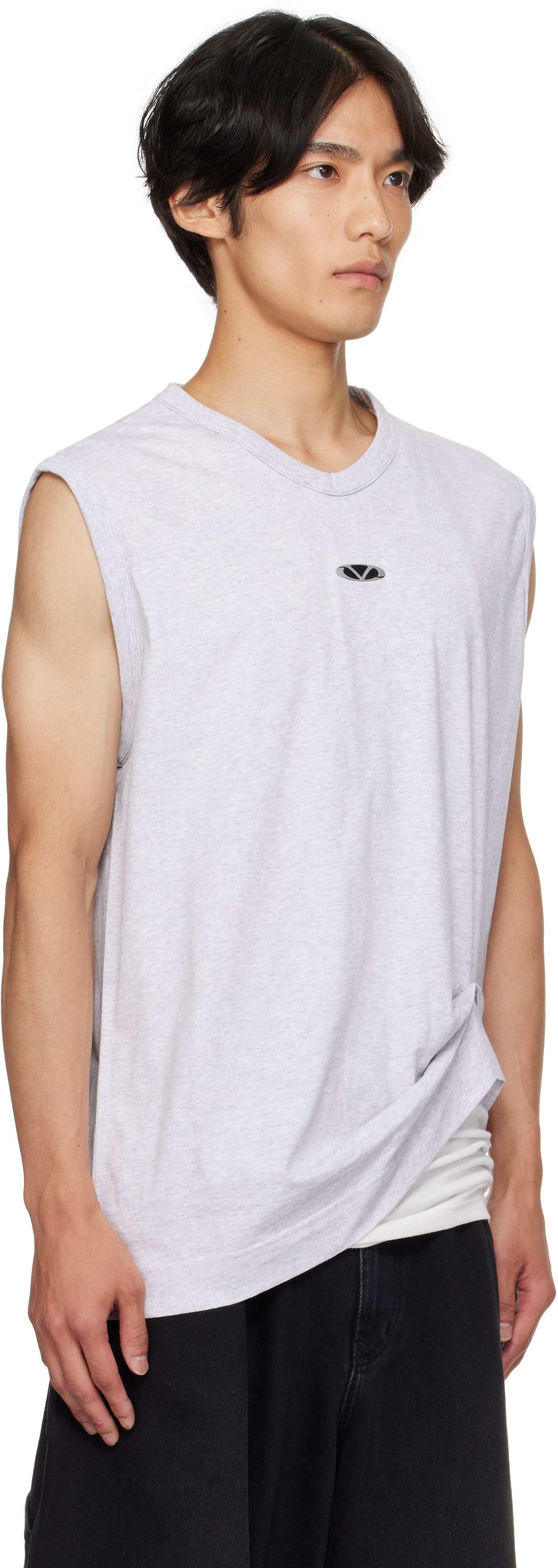 Tielko VETEMENTS Vetements Oval Logo Jersey Tank Top Šedá | UH76TR550G, 1
