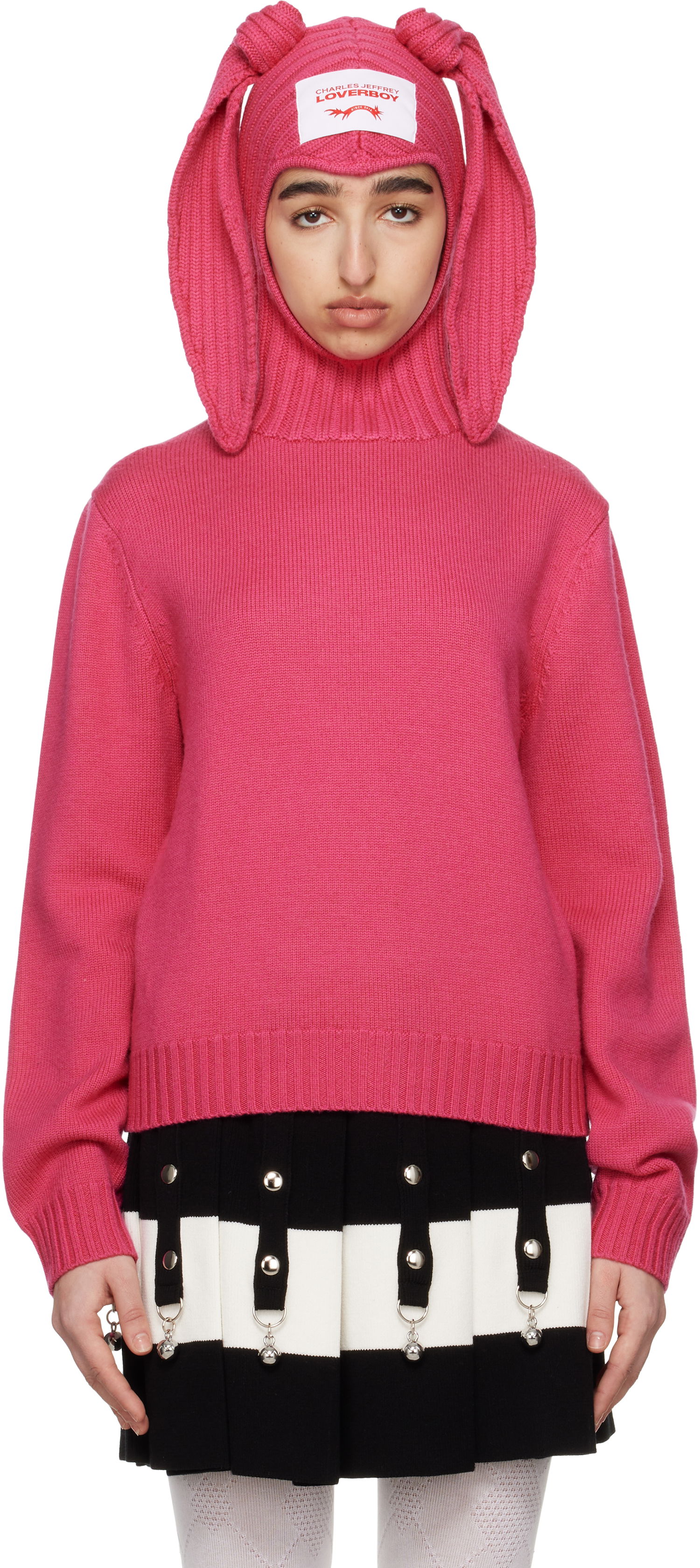 Sveter Charles Jeffrey Loverboy Charles Jeffrey LOVERBOY Merino Rabbit Balaclava Hoodie Ružová | 54090902, 0
