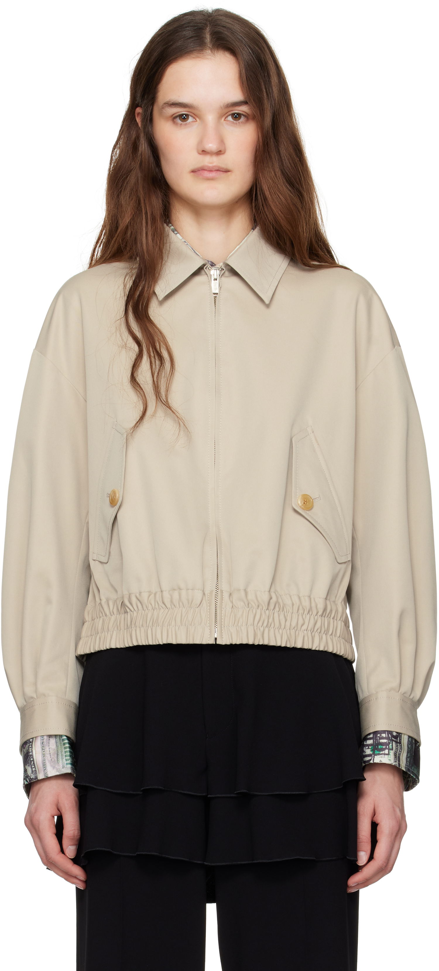 Bunda UNDERCOVER UNDERCOVER  Cropped Elastic Waistband Jacket Béžová | UP1E1203-1, 0
