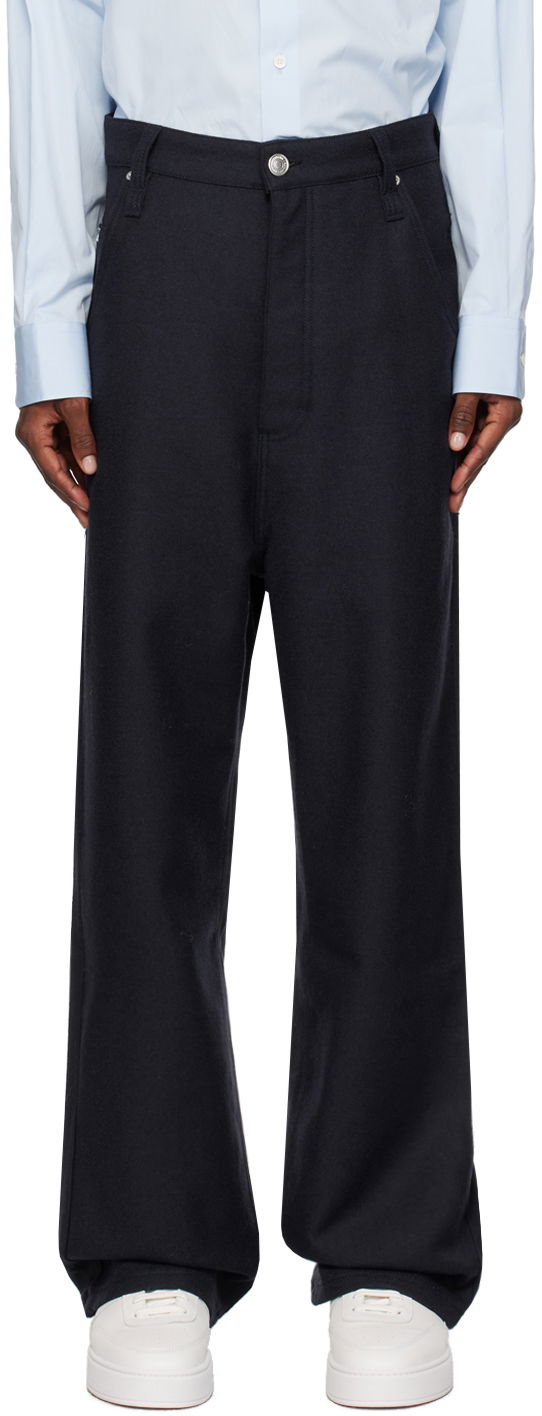Nohavice AMI Baggy Fit Trousers Navy | UTR102.WV0018, 0