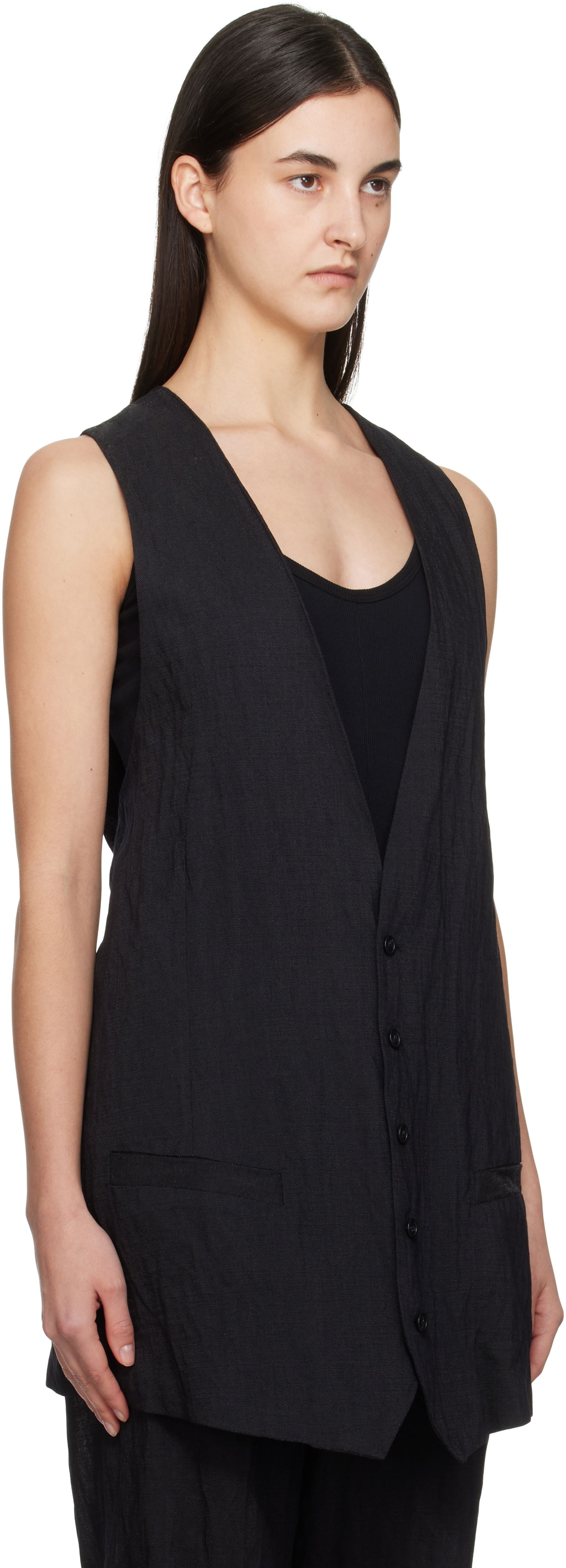 Vesta Maison Margiela MM6 Maison Margiela Crinkled Tailoring Vest Čierna | S52FB0093 M35253, 1