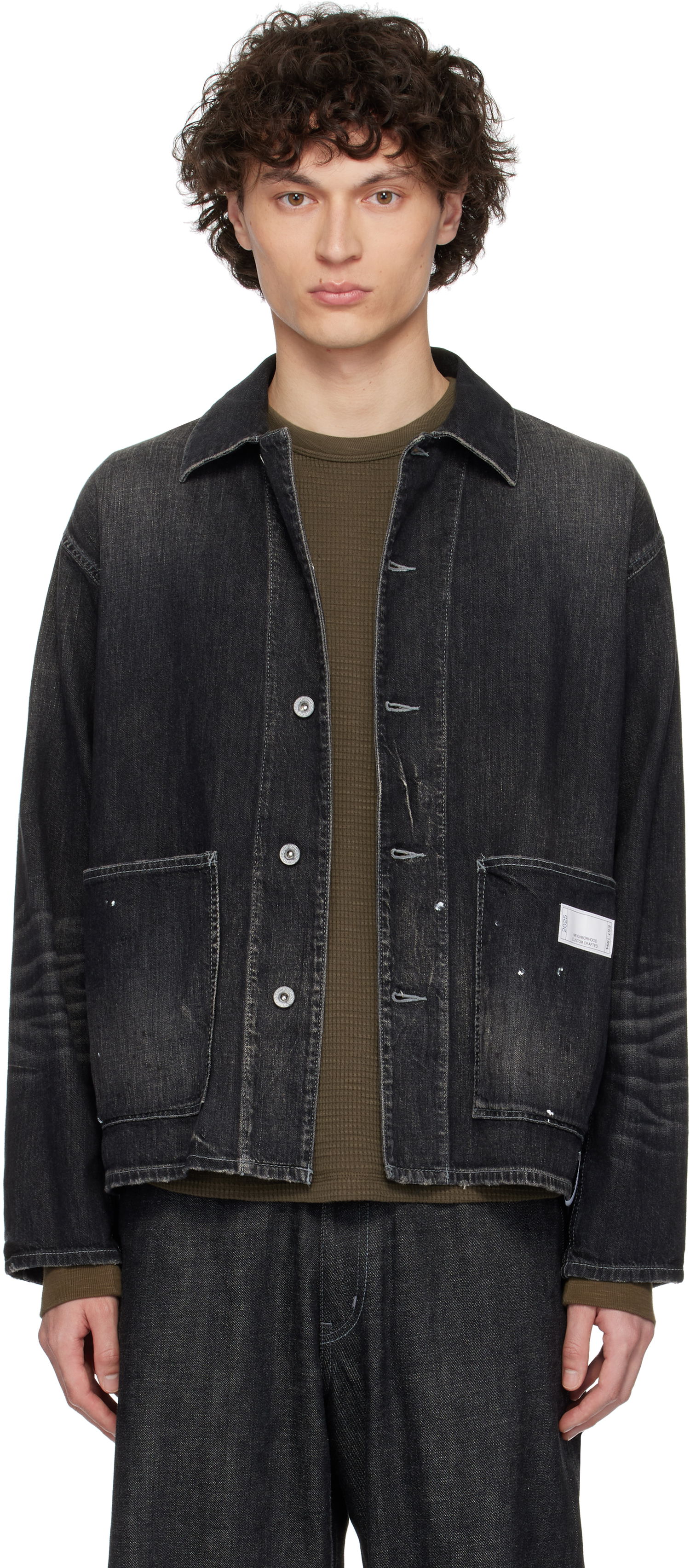 Bunda Neighborhood Neighborhood Washed Denim Coverall Jacket Čierna | 251SPNH-JKM02, 0