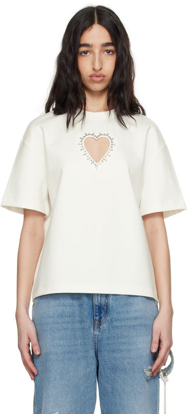Tričko Area AREA Crystal Heart Cutout Relaxed T-Shirt Biela | 0000TS0026FA01, 0