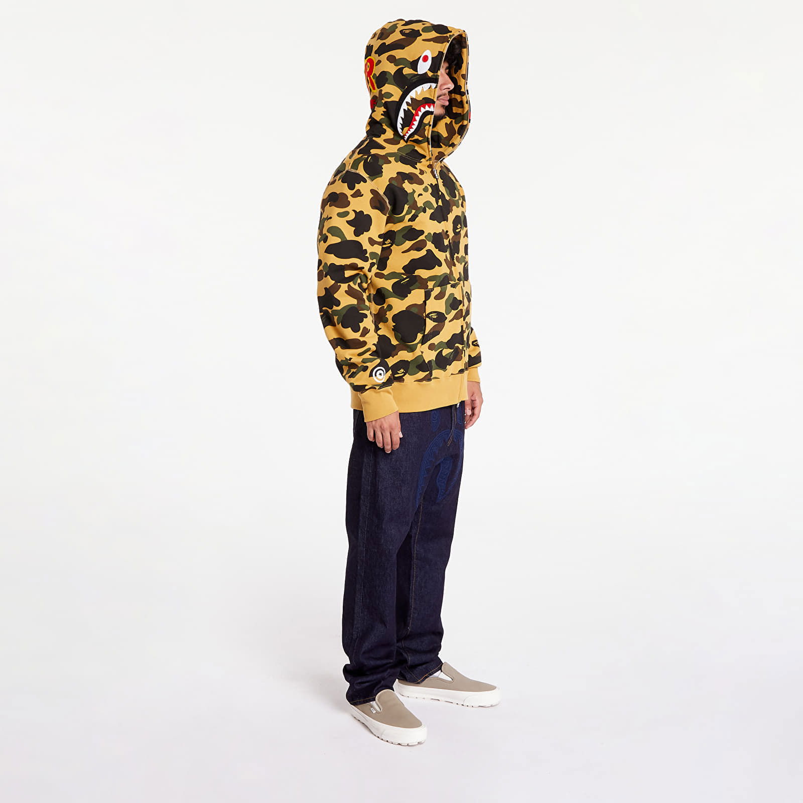 A BATHING APE 1St Camo 2Nd Shark Full Zip Hoodie Yellow