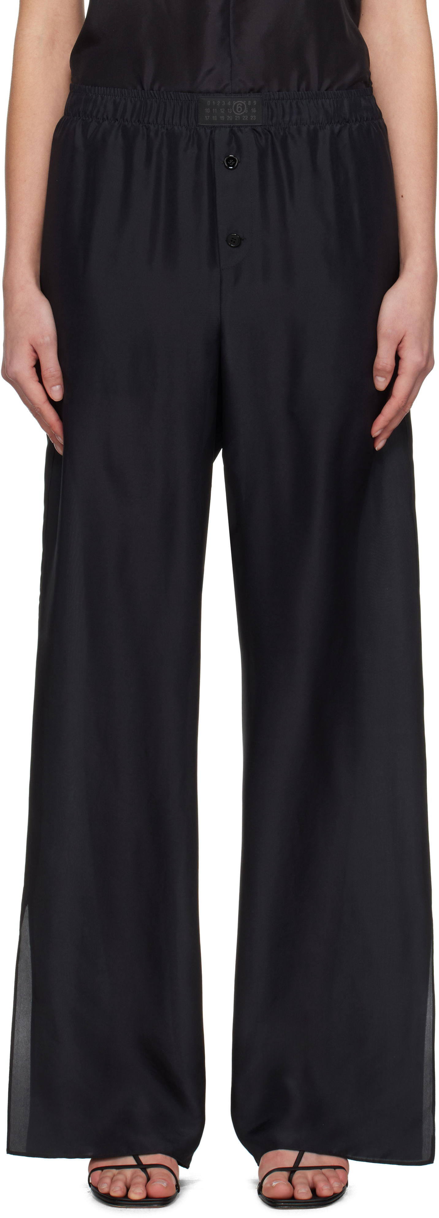Nohavice Maison Margiela MM6 Maison Margiela Light Silk Pyjama Pants Čierna | S52KA0529 M35244, 0