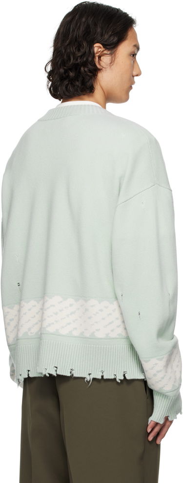 Sveter Feng Chen Wang Feng Chen Wang Ripped Jacquard Cardigan Zelené | FUS19KT06G, 2