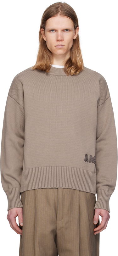 Sveter AMI AMI Paris Embroidered Crewneck Sweater Hnedá | HKS163.KN0063, 0