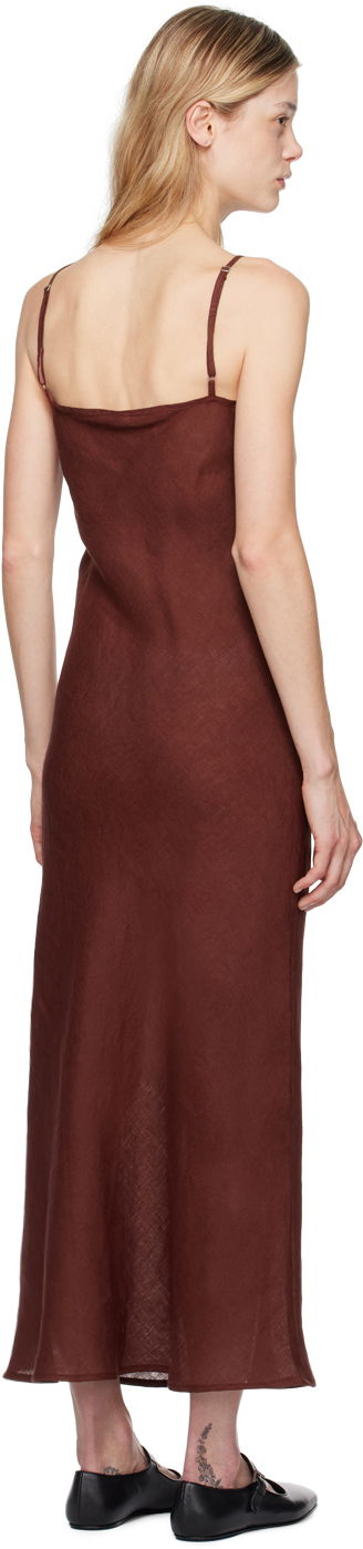Šaty Baserange Maxi Linen Dress Vínová | DRDY-LI-AU24, 2