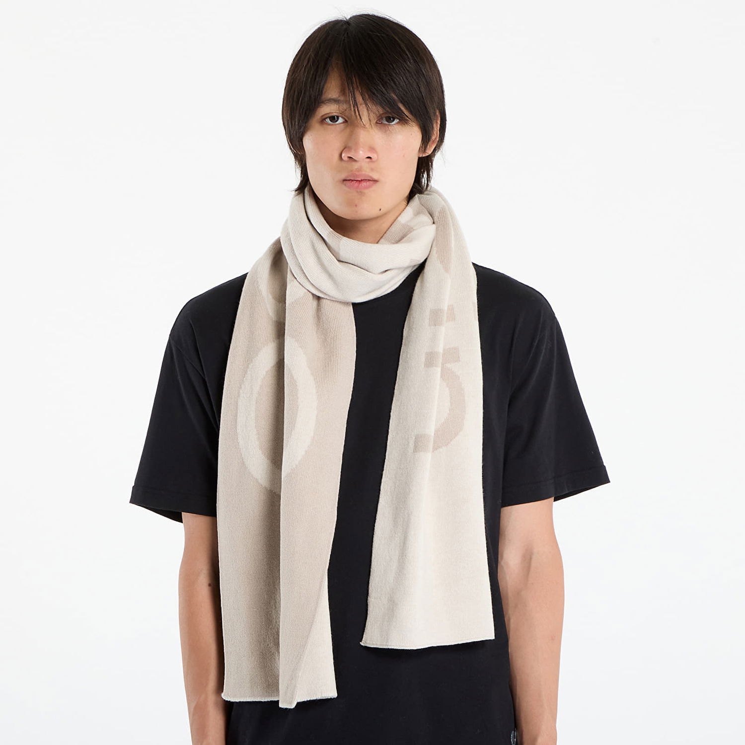 Šál CALVIN KLEIN Calvin Klein Bold Logo 2-Tone Wool Scarf Béžová | LV04D8030G 67U, 1