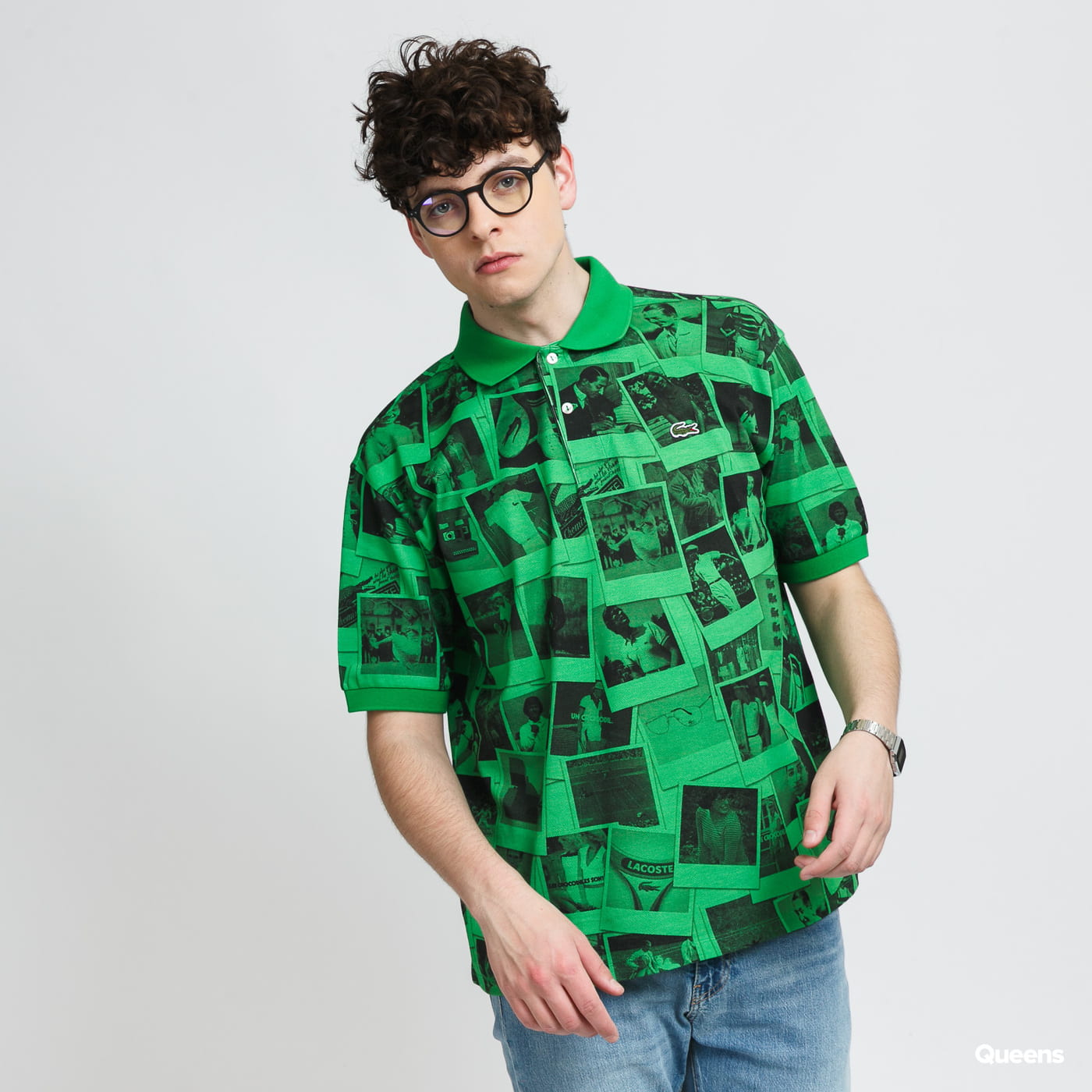 Polo tričko Lacoste Live Polaroid x Loose Fit Print Polo Shirt Zelené | PH2182 6KP, 0