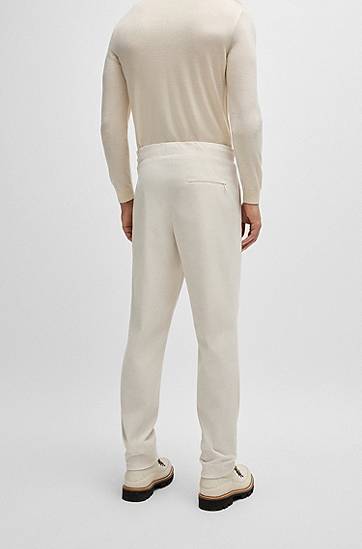 Nohavice BOSS Tapered-Fit Performance Corduroy Trousers Biela | 50530667, 1