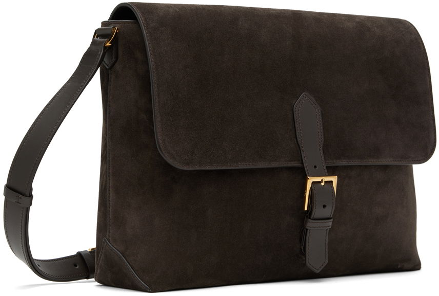 Taška cez rameno Tom Ford TOM FORD Suede Messenger Bag Hnedá | H0516-LCL323G, 1
