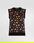 Small Rose Bouquets-print Silk Tank Top