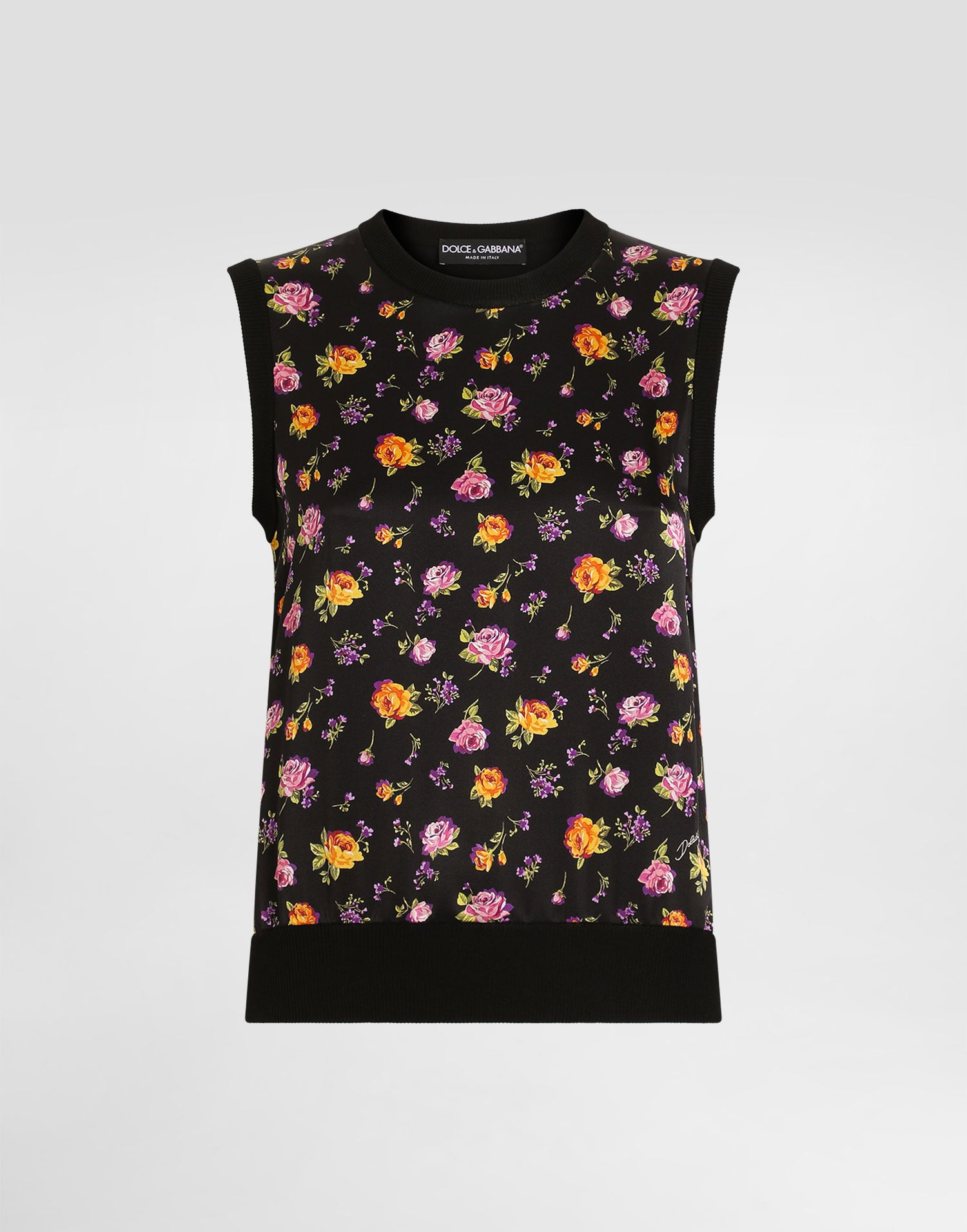Tielko Dolce & Gabbana Small Rose Bouquets-print Silk Tank Top Rôznofarebný | FXT06TJBSOPHN5XR, 0