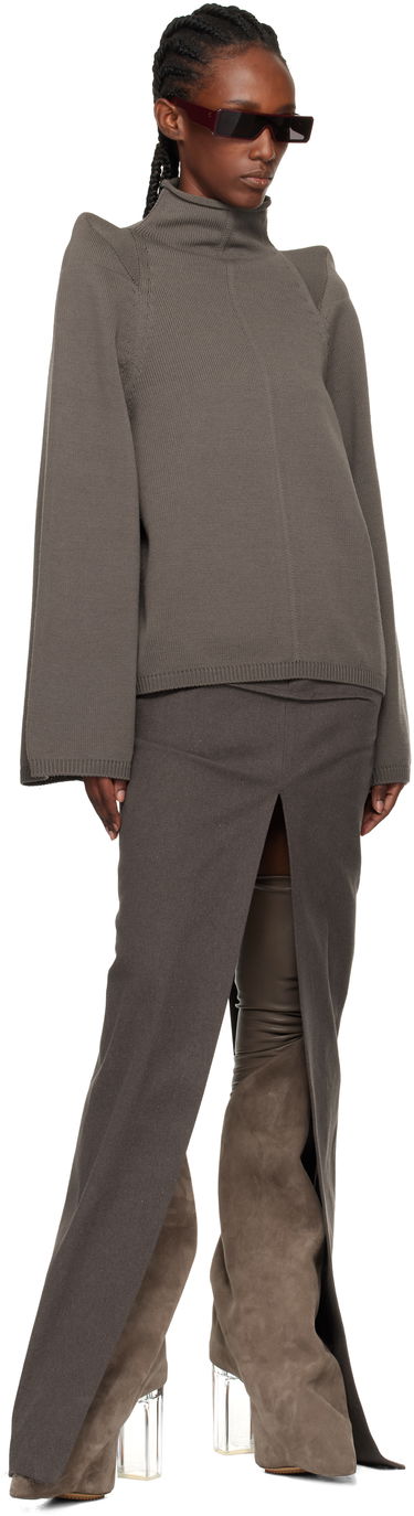 Sveter Rick Owens Concordians Con Ribbed Knit Structured Shoulder Turtleneck Šedá | RO02E4657 KWVLH, 3