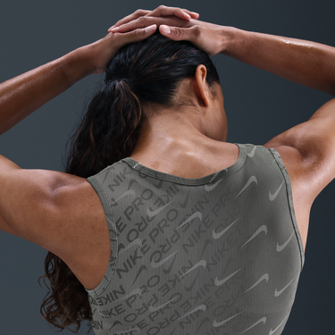 Crop Top Nike Nike Pro Dri-FIT Printed Crop Top Šedá | HQ5683-010, 4
