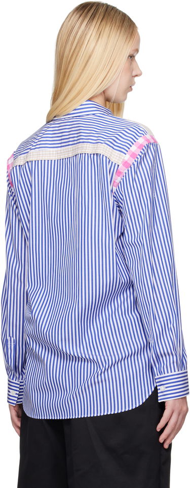 Košeľa Comme des Garçons Comme des Garçons Striped Gingham Trim Shirt Modrá | FO-B020-S25, 2