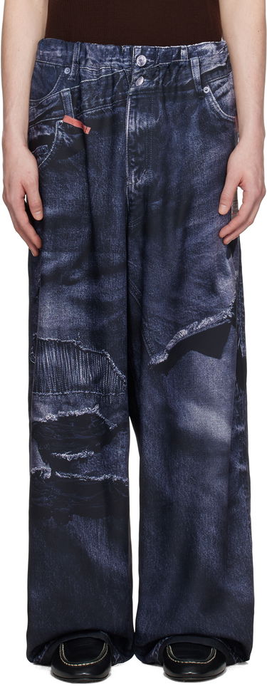 Džínsy Maison MIHARA YASUHIRO Maison MIHARA YASUHIRO TALKING ABOUT THE ABSTRACTION Edition Trompe-l'oeil Wide Leg Trousers Modrá | C14PT404, 0
