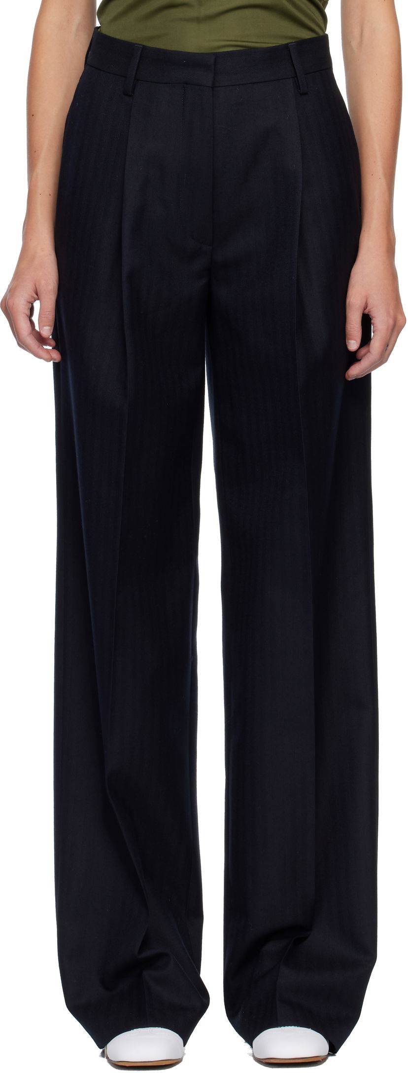 Nohavice Dries Van Noten Dries Van Noten Pleated Wool Trousers Navy | 252-010922-2193