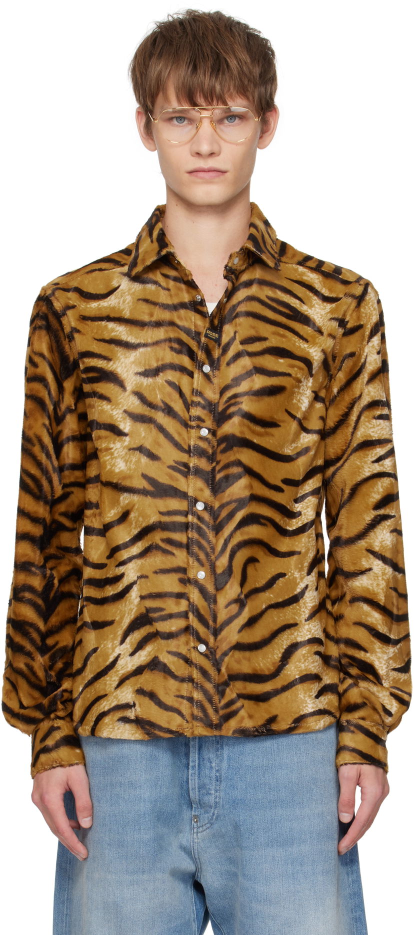 Košeľa Martine Rose Martine Rose Slim Fit Tiger Print Shirt Hnedá | 483WF06719