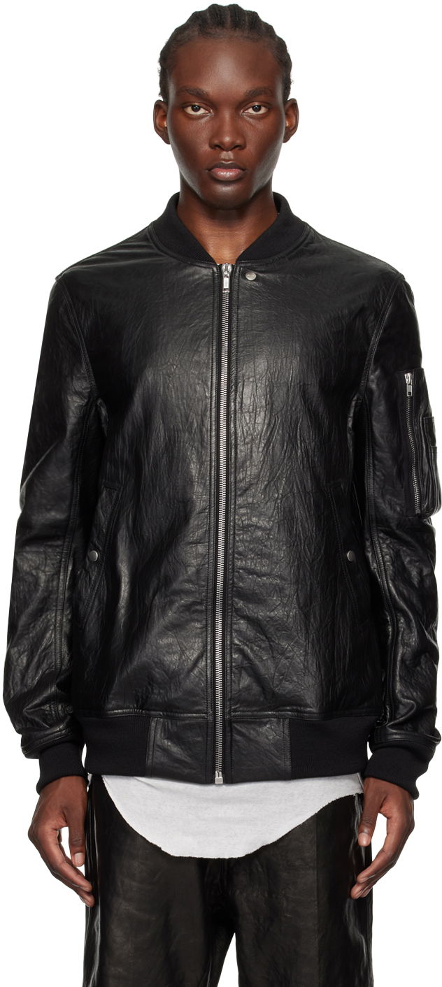 Bomber bunda Rick Owens Porterville Classic Flight Leather Jacket Čierna | RU02D6789 LBW, 0