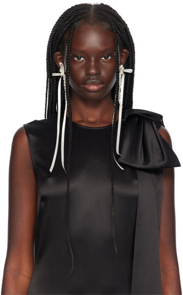 Náušnice Simone Rocha Simone Rocha Bow Ribbon Pearl Drop Earrings Biela | ERG410 0904, 2