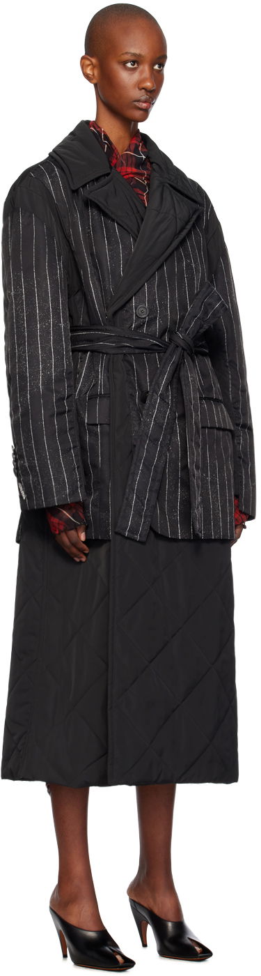 Trenčkot Jean Paul Gaultier Gaultier Pinstripe Long Coat Čierna | 24/31-F-MA020-C065-000001, 1