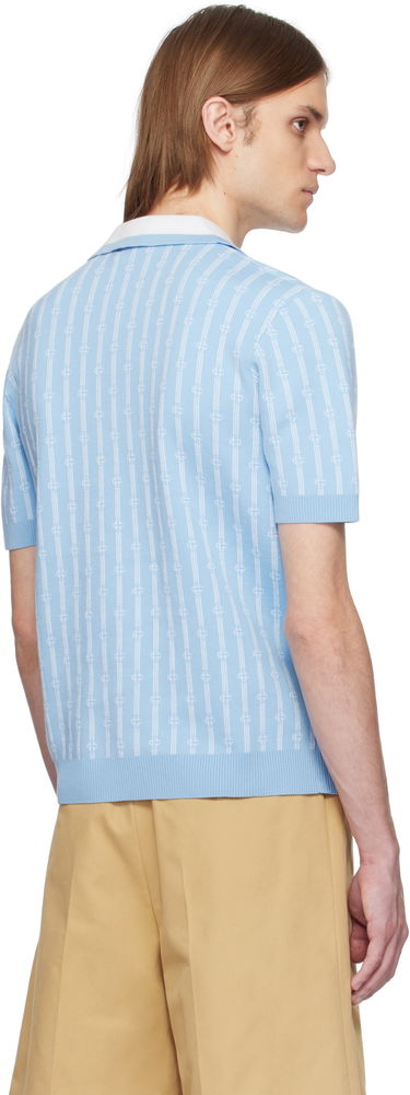 Polo tričko Casablanca Casablanca Monogram Knit Polo Modrá | MS25-KW-895-02, 2