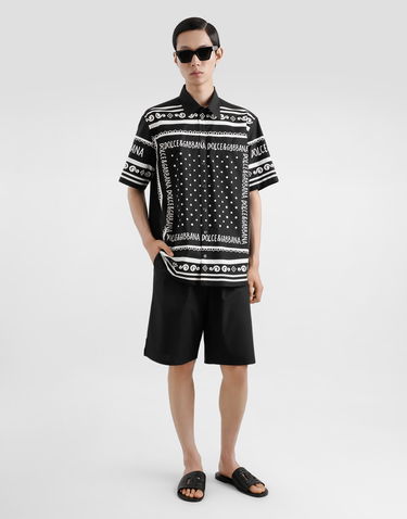 Košeľa Dolce & Gabbana Dolce & Gabbana Bandanna-Print Cotton Shirt Čierna | G5LG9TFI5KQHN9QA, 1