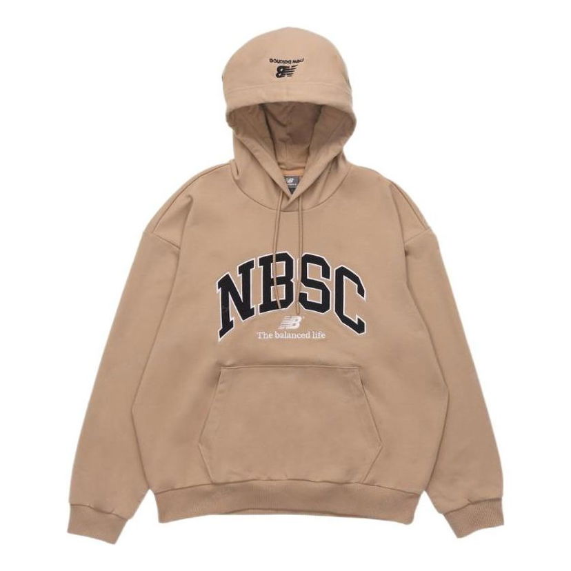 Mikina New Balance Logo Print Hoodie Béžová | 5CC44353-BEI