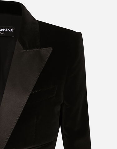 Bunda Dolce & Gabbana Velvet Spencer Tuxedo Jacket Čierna | F2919TFUVG7N0000, 2